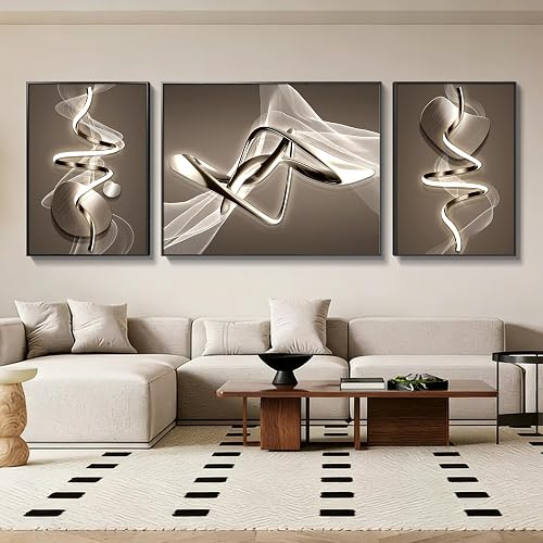 Azartslr Large Framed Modern Black Wall Art, Luxury 3 Pieces