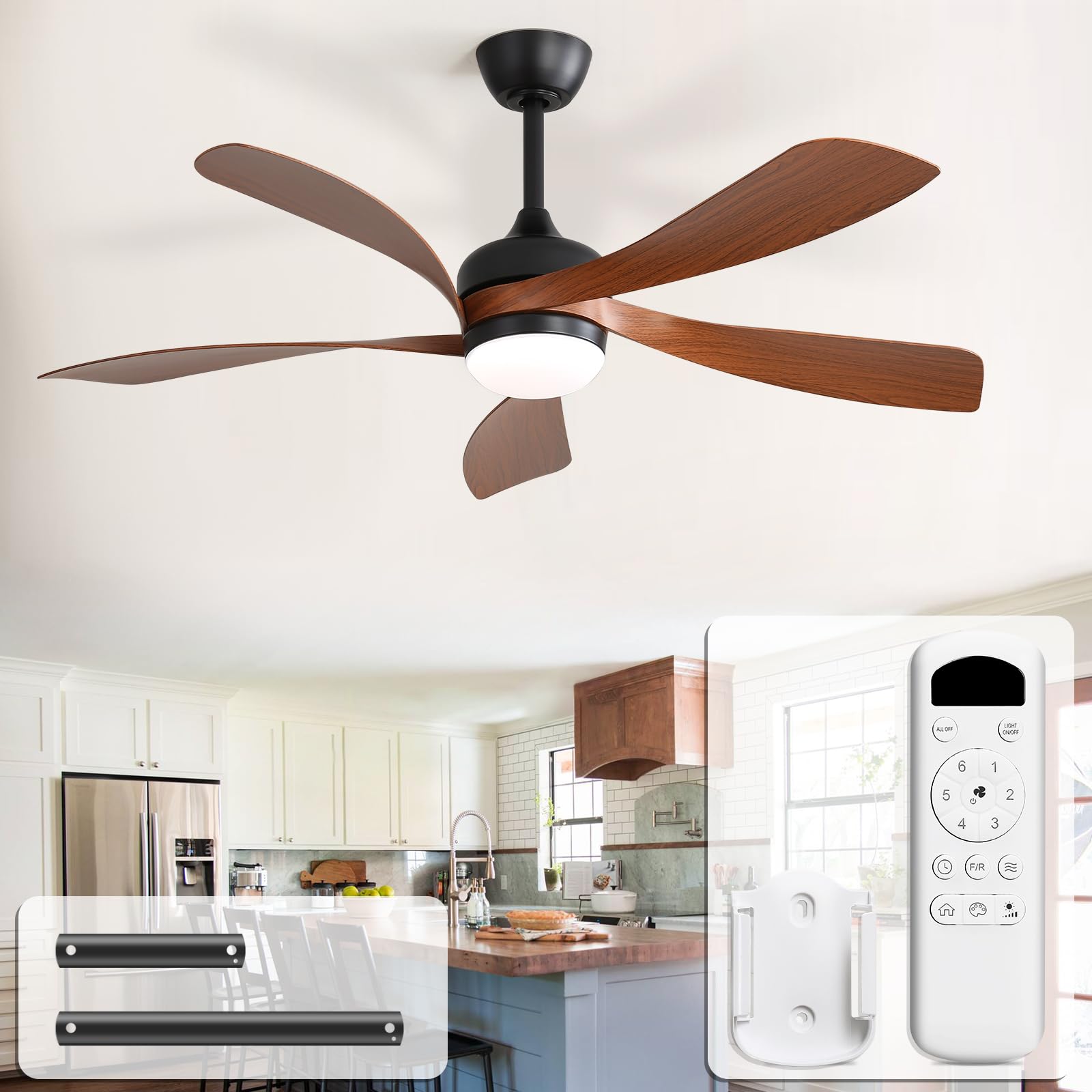 CACI Mall 52 Inch Ceiling Fans with Lights and Remote, modern