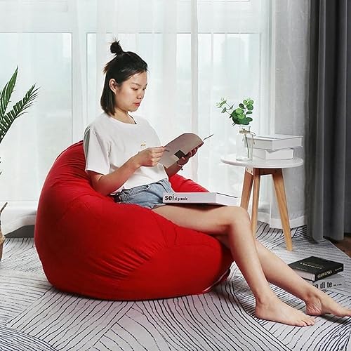 NIBHZ Sillas perezosas para sofás sin relleno, de lino suave, de microfibra, puf de tela, puf para adultos (sin relleno), color rojo, 47.2 x 55.1