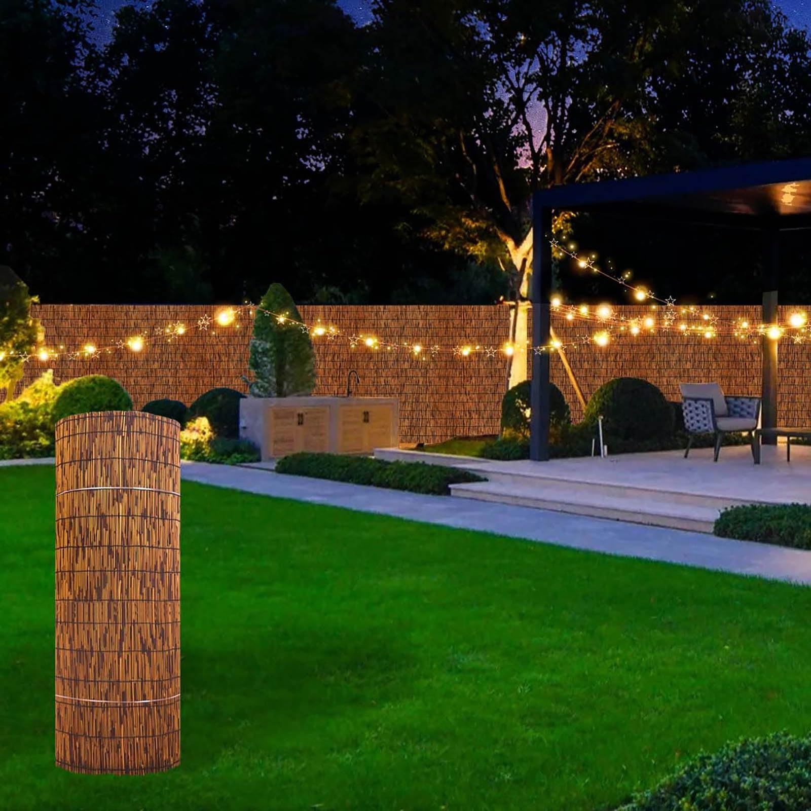 Questo Rotolo di Recinzione in bambù Naturale - per Balcone, Cortile, Piscina e terrazzo - Facile da installare, Disponibile nelle Misure 3x10 Piedi, 4x16,4 Piedi, 5,5x40 Piedi, 6x50 Piedi,