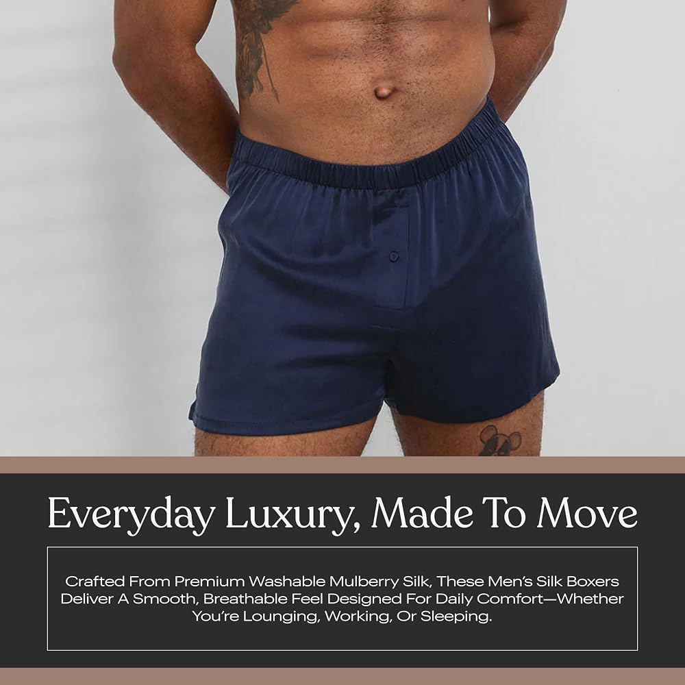 Lunya Washable Silk Boxers for Men - Mulberry Silk Boxer with