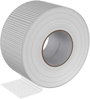 Lumonic Fugenband 90m für Trockenbau & Rigips Selbstklebend I Gewebeband 100mm breit aus Glasfaser I Gitterband Rissbinde oder Fugendeckstreifen Rigips