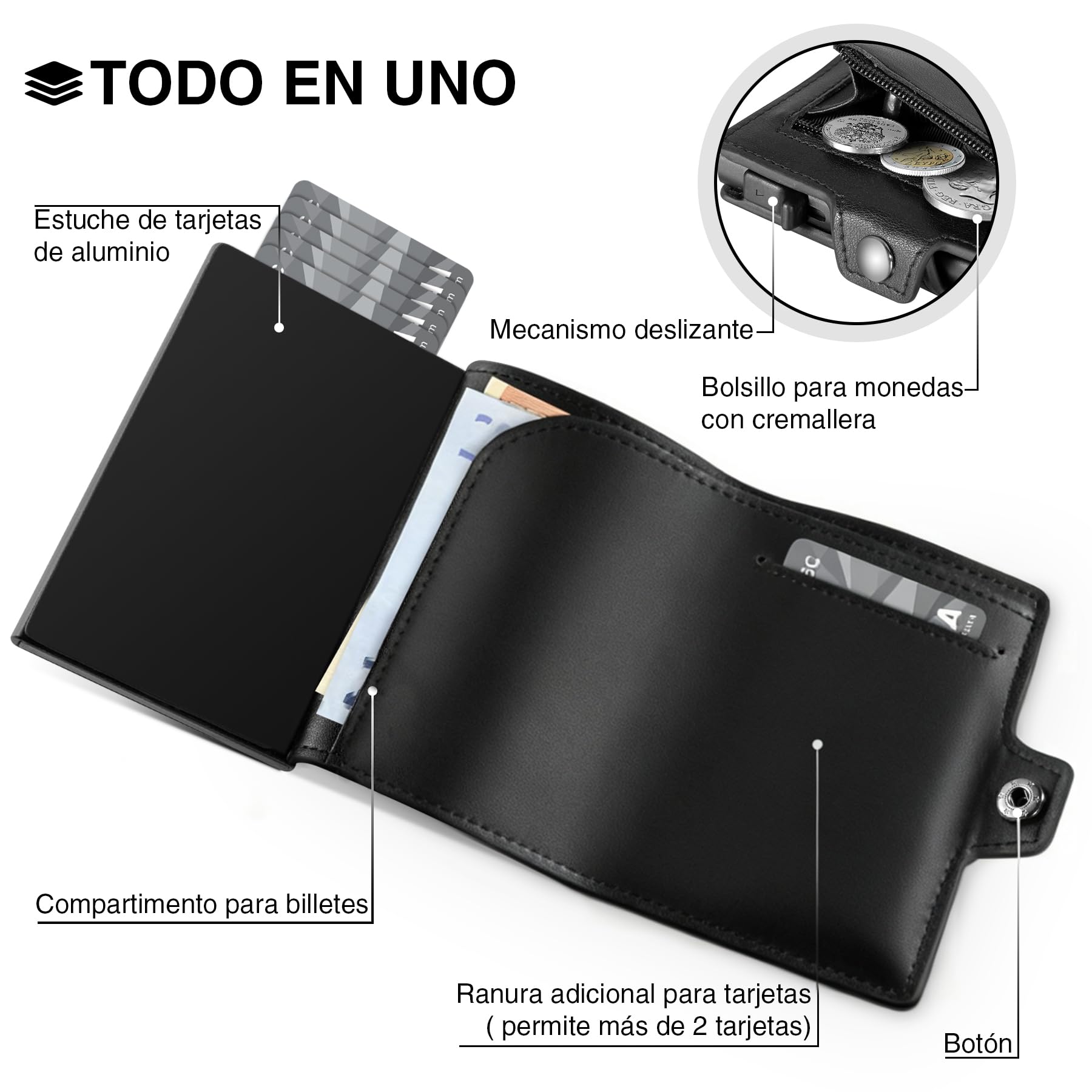 TENBST Portafoglio Uomo Slim, Porta Carte di Credito Piccolo, Portacarte con Protezione RFID Anticlonazione, Porta Tessere Uomo con Portamonete, Regalo Scatola