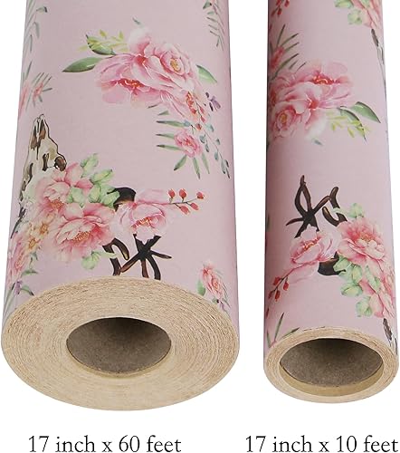 Vista 117 de Aimyoo Rollo de papel de estraza floral, papel de regalo de flores vintage para todas las ocasiones, para bodas, cumpleaños, despedidas de soltera