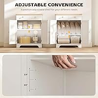 Vista 6 de HOMCOM Aparador buffet con encimera de madera maciza, armario de almacenamiento de cocina moderno, armario de café con 2 cajones, puertas y estante