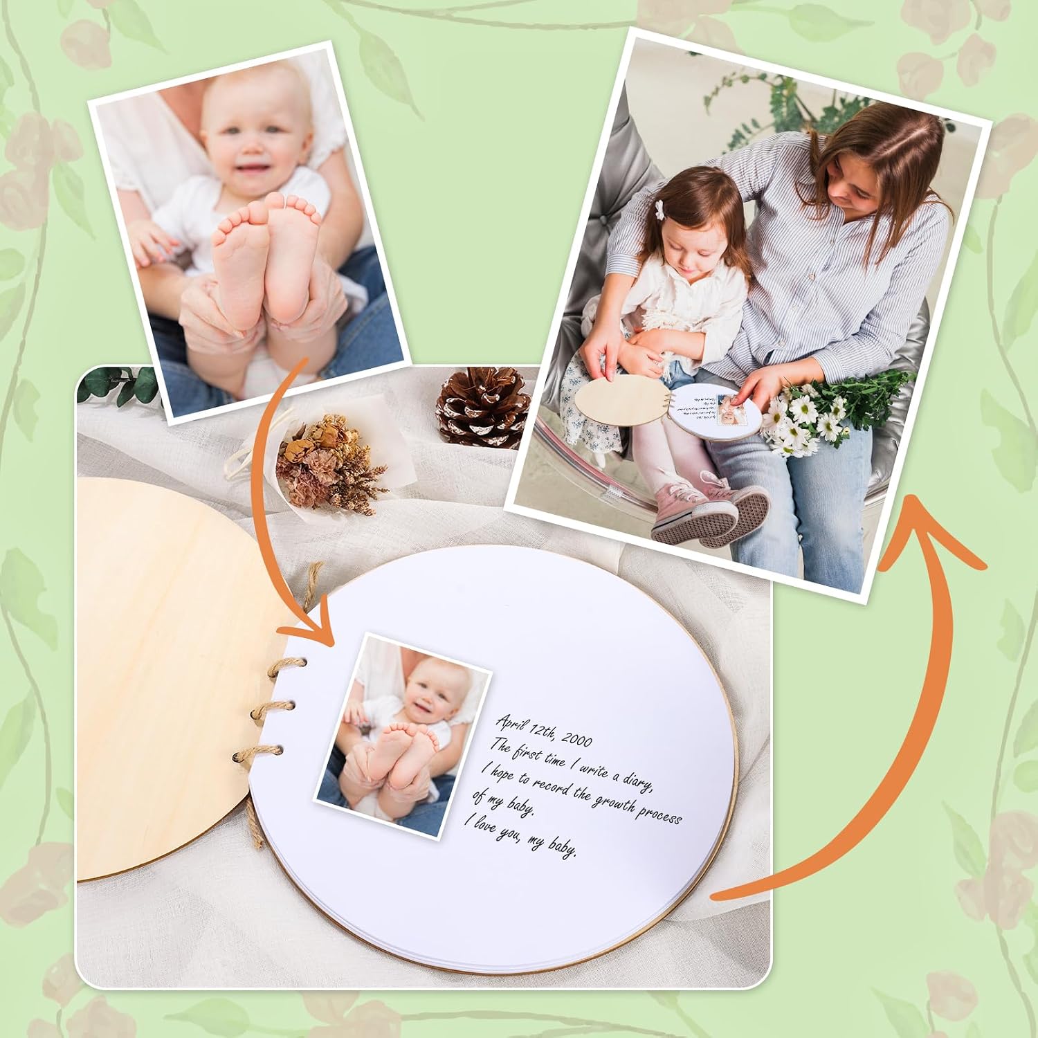Baby Shower Guest Book, Wooden Baby Shower Guest Book Alternatives, Welcome Baby Shower Sign in Guest Book for Girl Boy, Wood Guestbook Keepsakes (Welcome Baby, Wood)