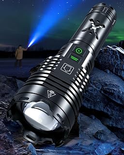 Super Bright Rechargeable Flashlights High Lumens 5000 Waterproof Tactical Powerful Led Flashlight Battery Powered With 6 Mode Zoomable Fast Charge, Handheld Flashlight For Camping Caving Emergency