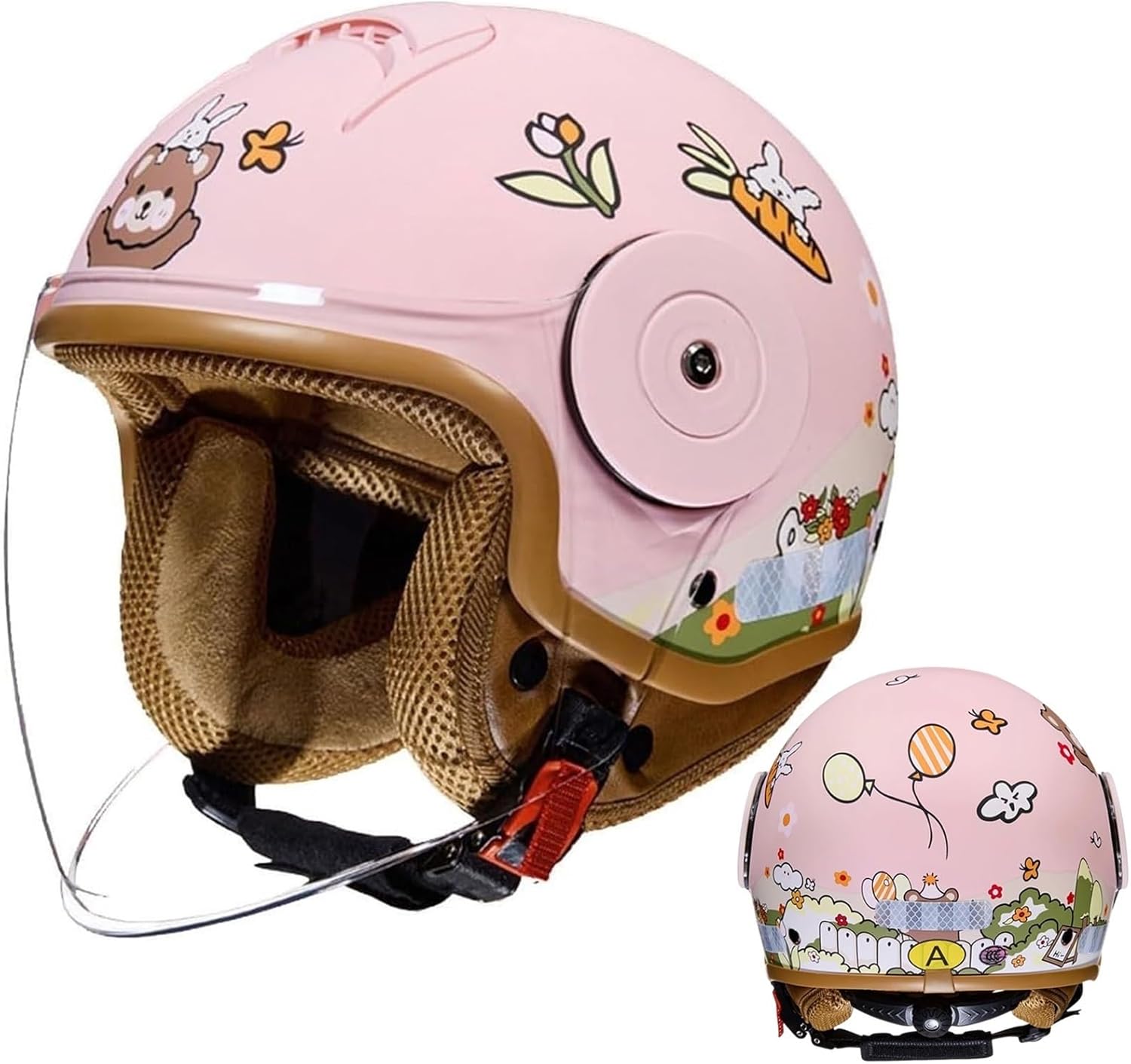 DOT Approved Kids 3/4 Motorcycle Open Face Helmet,Boys Girls Go-Kart Helmets Street Electric Bicycle Dirt-Bike Half Helmet,Toddler Moped Scooter Vespa ATV Helmet for 2-14 Years Old