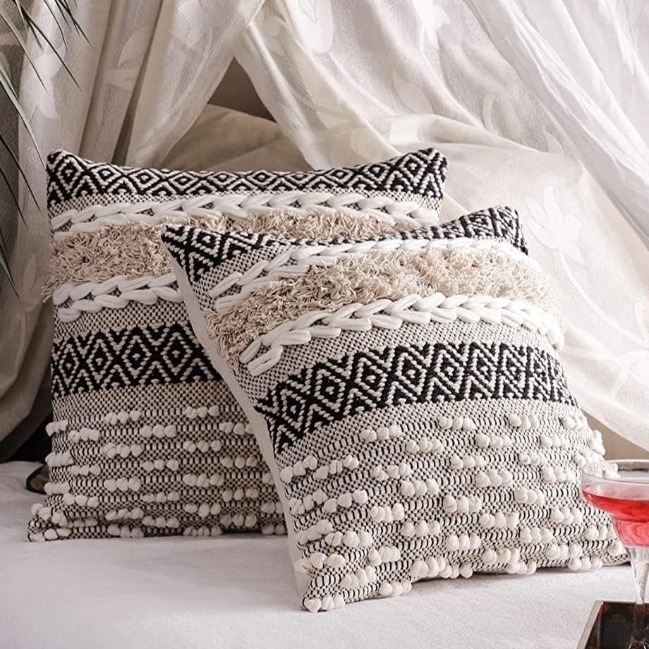 Oparun Box Set of 2 Boho Throw Pillow Covers for Couch 18 x