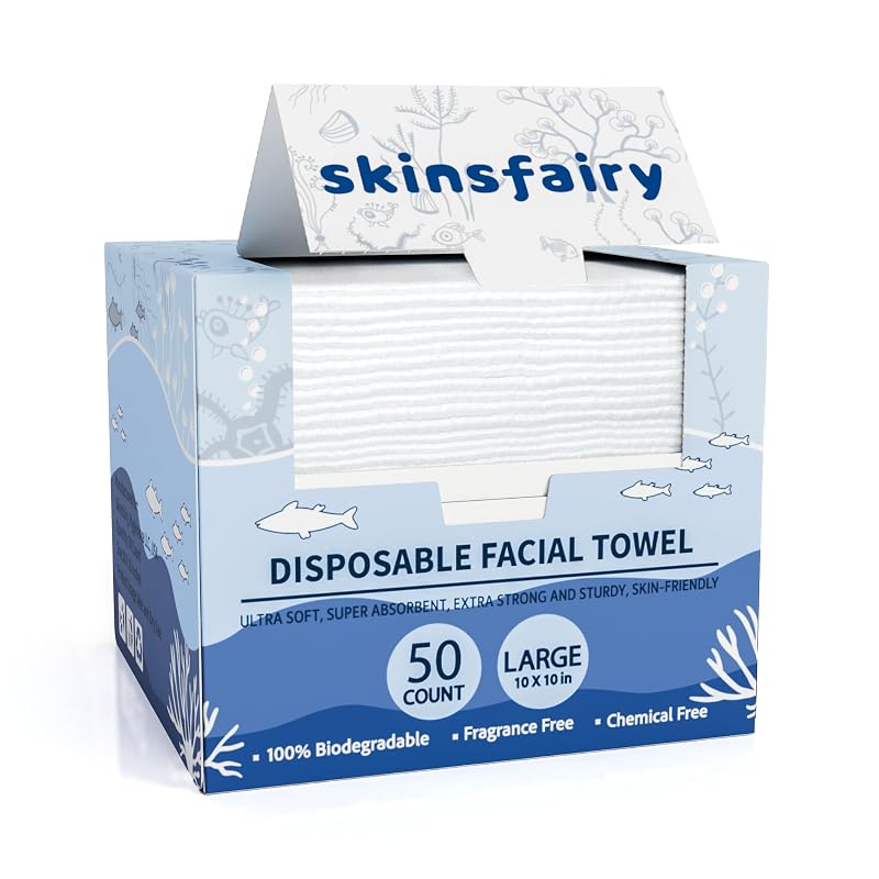 Skinsfairy Toalhas Descartáveis para o Rosto de Algodão Não Tecido, Sem Fragrância, 50 Unidades