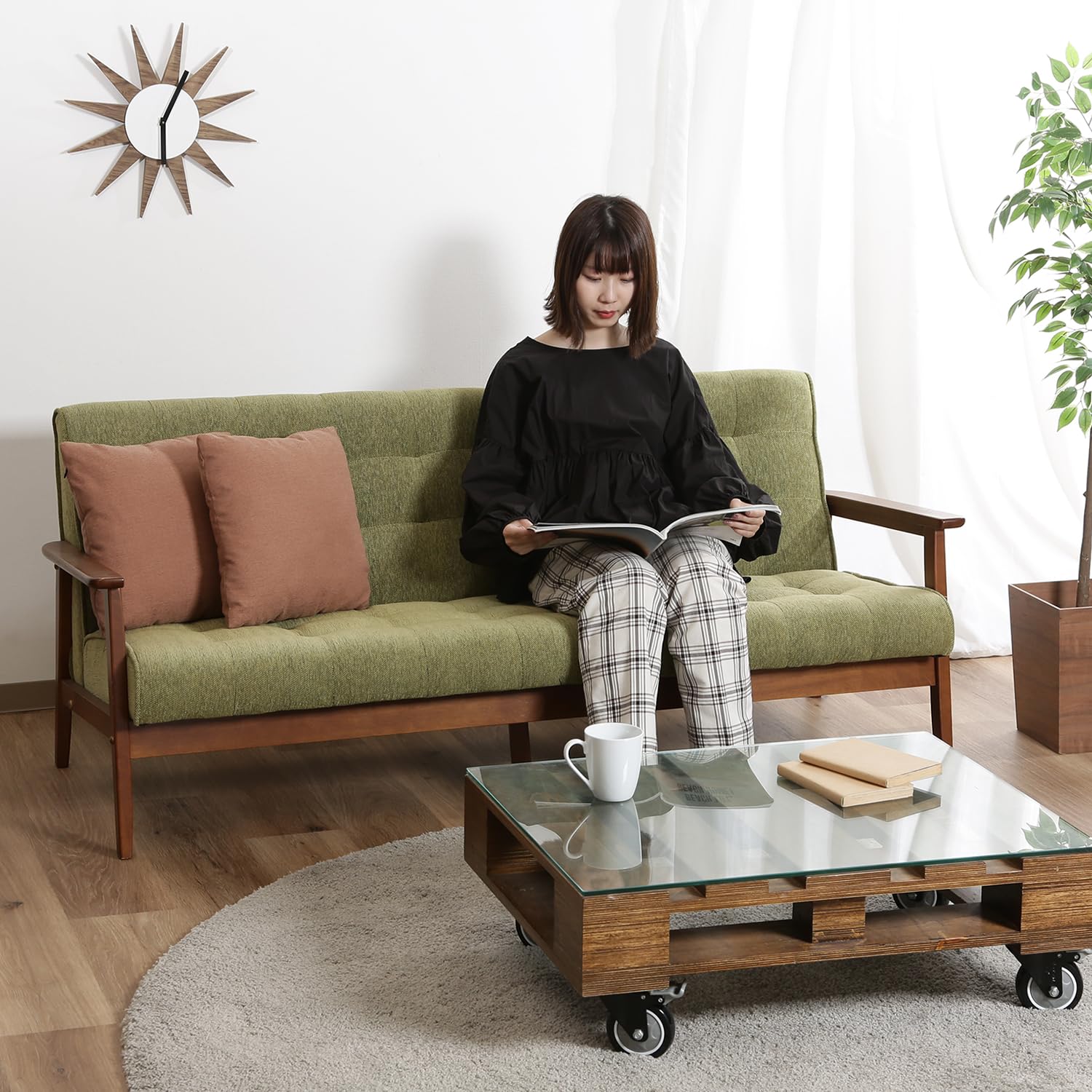 Amazon｜不二貿易 ソファ 2人掛けソファ フレンズ 幅170cm グリーン 