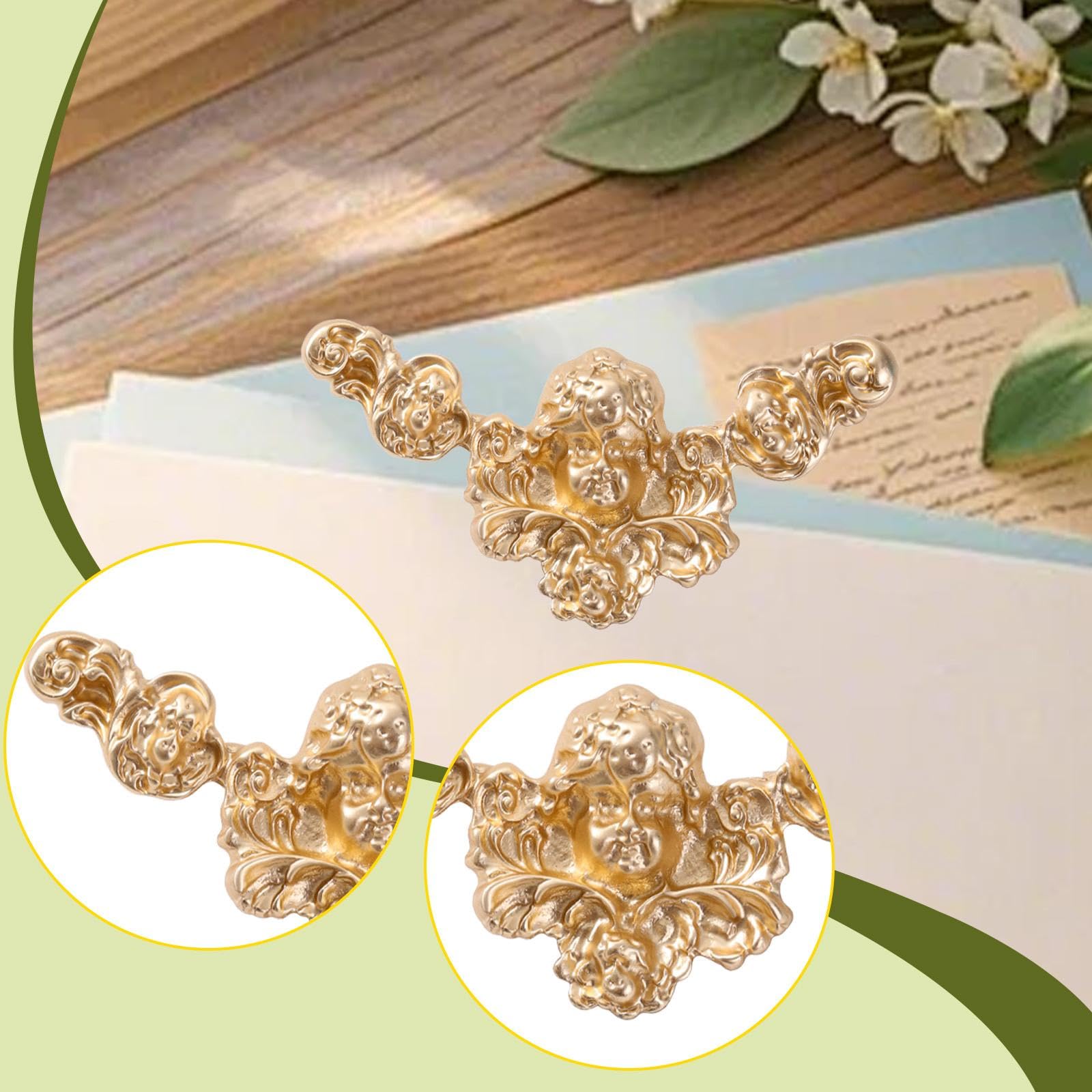 Broche Vintage con diseño de ángel clásico y Cabeza Humana, 6 cm, aleación de Zinc, Oro Mate, para Solapa, Ideal para Trajes, Abrigos, Sombreros y Bolsos.