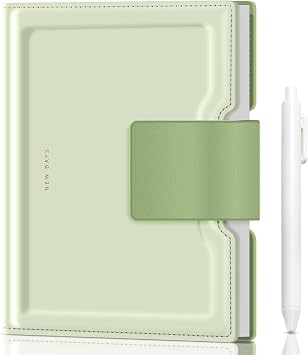Yoment Cute Lined Journal Notebook for Girls Women with Pen A5 Leather Journals for Writing Aesthetic Notebooks for Work Gift Diary Sketching Note Taking, 6.3" x 8.4", Green