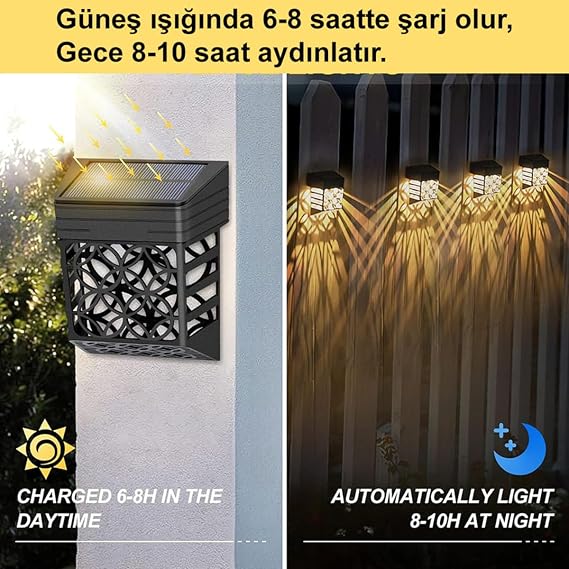 Greentech Güneş Enerjili Duvar ve Çit LED Aydınlatma 4 Adet/GT-SL22 [Enerji Sınıfı A+++]