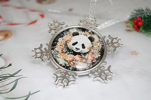 Miniatura 5 de XUTAI Adorno de Navidad, copos de nieve, adornos de árbol de Navidad, decoración del hogar, imagen de cristal, cúpula de panda, corona de flores,