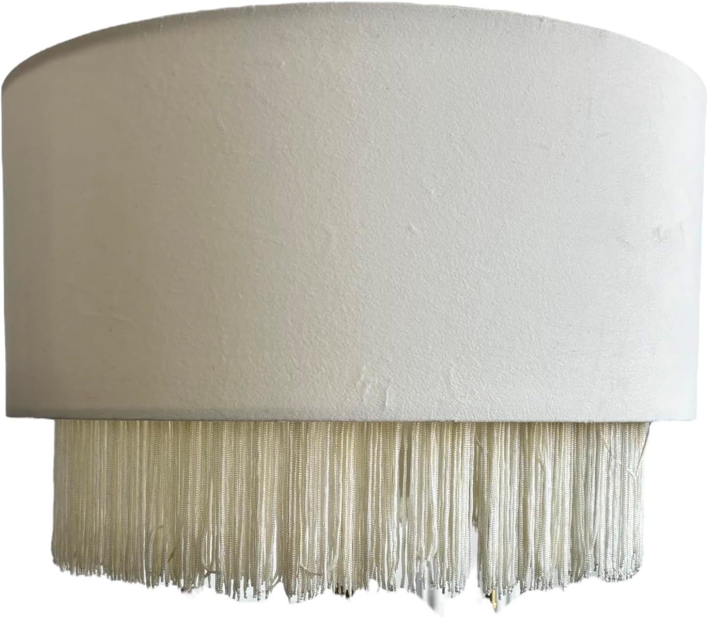 Tristan Home Premium Velvet Drum Lamp Shade with Fringe 25/25/23cm Height (Including Fringe), Creamy, (Creamy White, Extra Small)