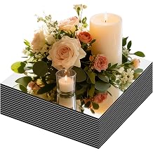 16Pack Square Mirror Centerpieces for Tables, 12" Acrylic Mirror Table Centerpieces, Square Acrylic Mirror Trays, Mirror Candle Plates for Birthday Wedding Decorations Party Crafts, Wall Decoration