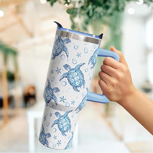 Miniatura 10 de Vaso de 40 onzas con asa y pajita, vaso de acero inoxidable aislado con mariposa, taza de viaje para café, botella de agua, tapa a prueba de fugas,