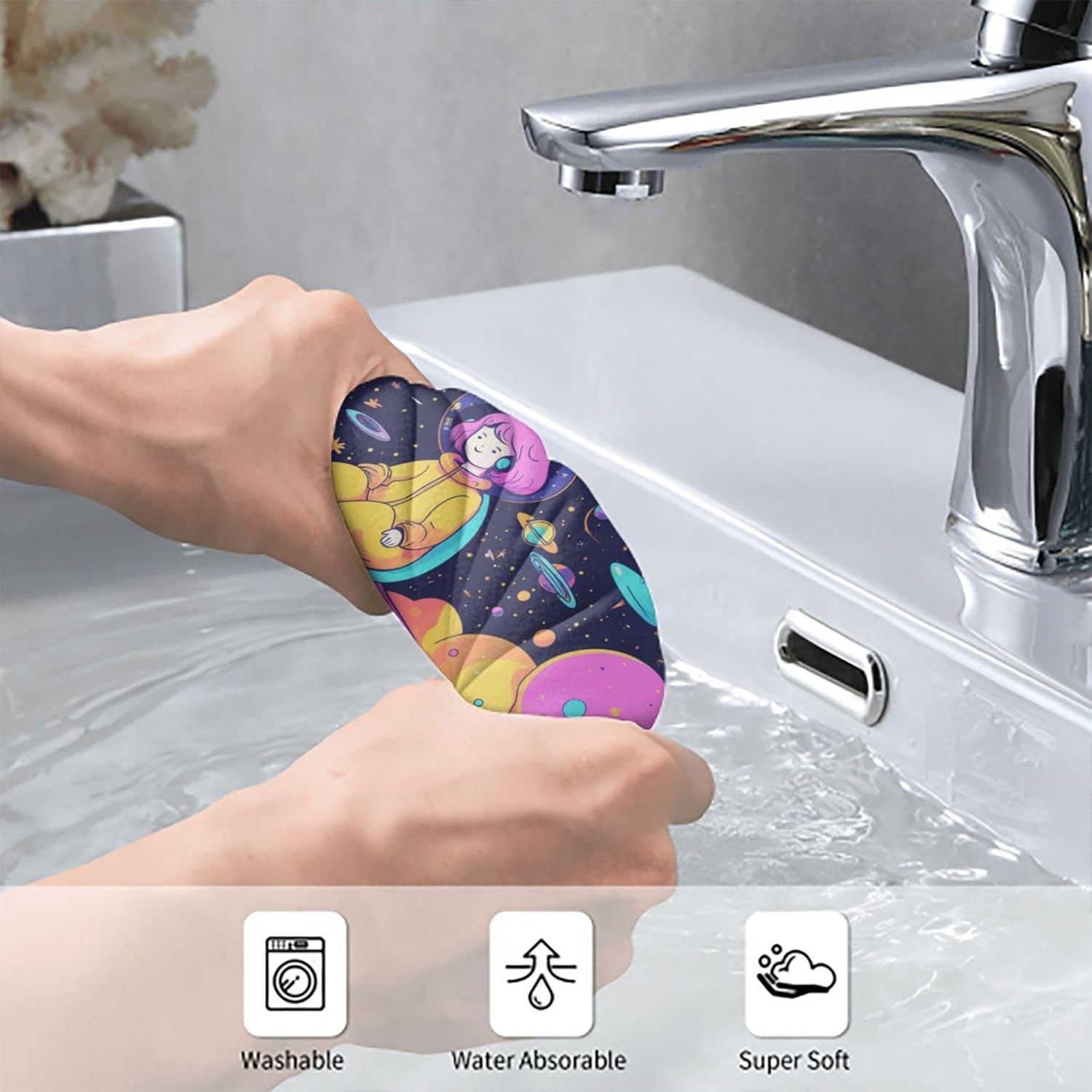 Cartoon Space Print Print Hand Towels for Kitchen, Decorative Bathroom Towels Decor Farmhouse Cute for Men Women Gifts