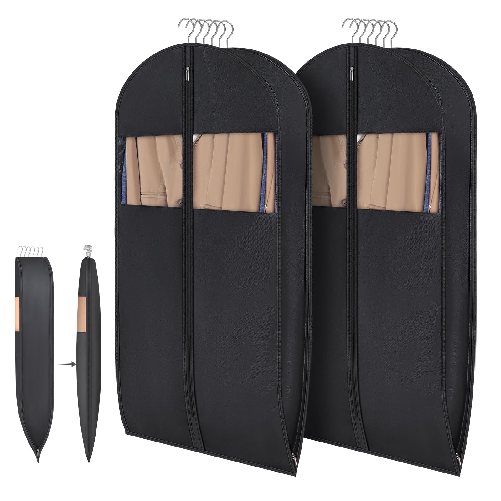 Syeeiex Kleidersack zum Aufhängen, platzsparend, 109 cm, Schwarz