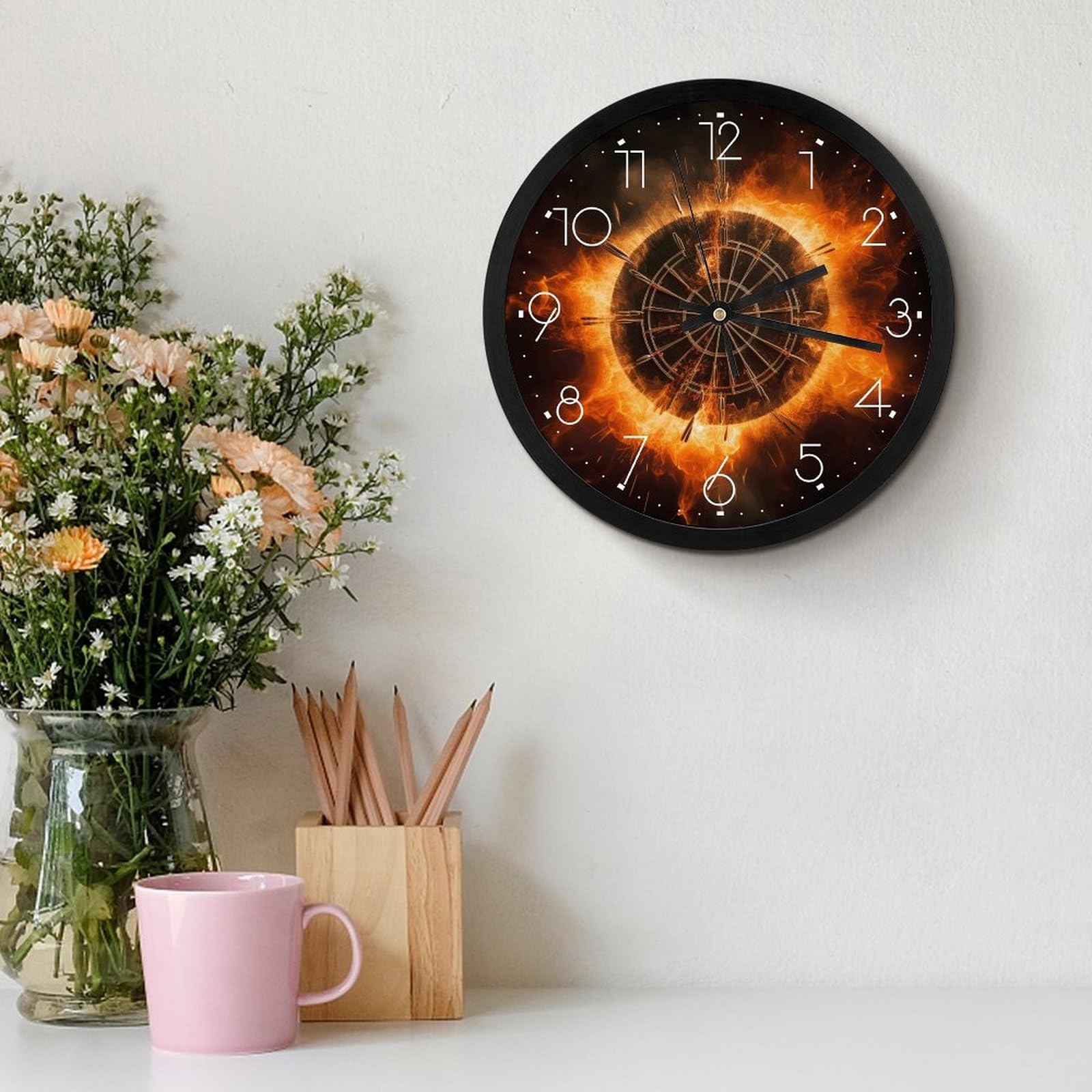 Amazon.co.jp: LBKHDS デジタル壁掛け時計、ダーツボードプリント装飾