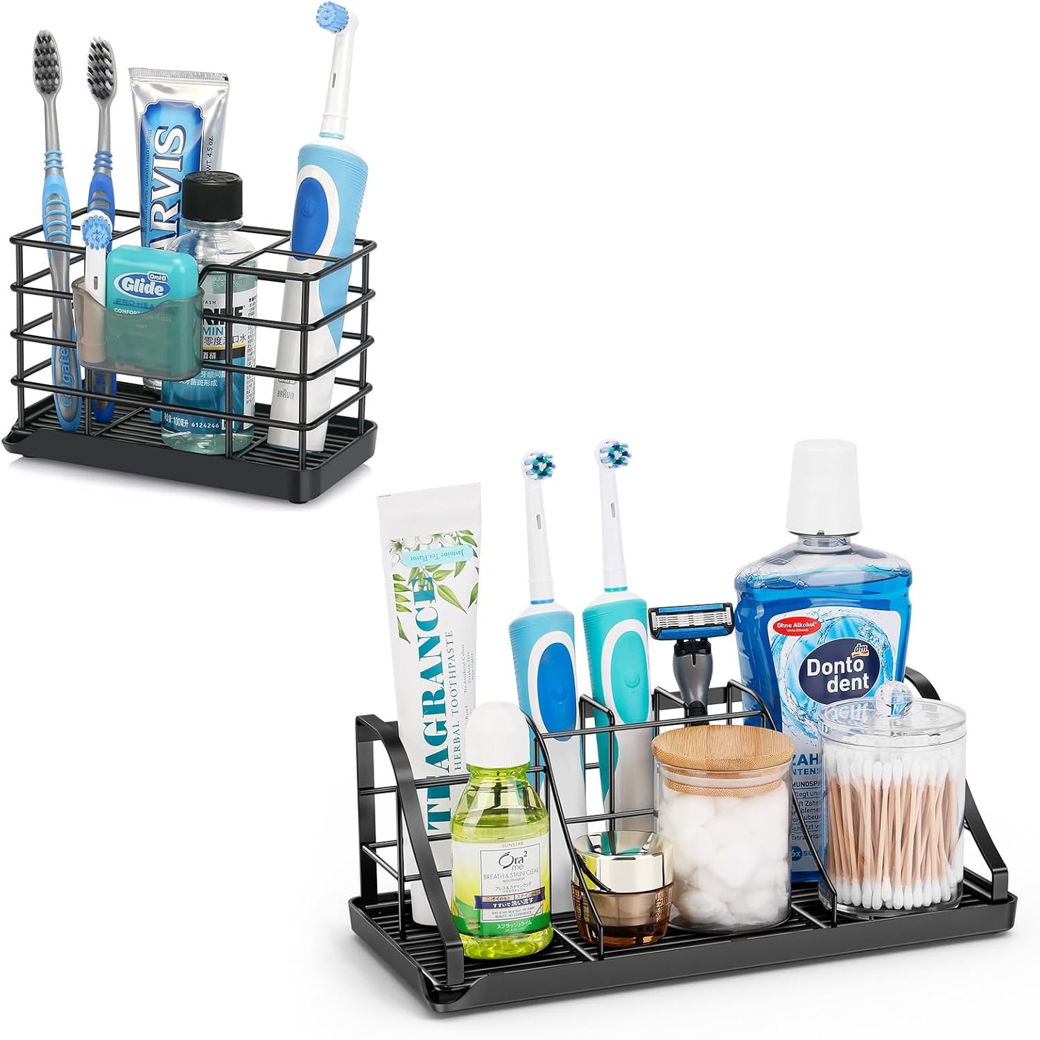 Toothbrush Holders for Bathrooms, Stainless Steel Bathroom Toothbrush Holder Kids Electric Tooth Brush Holder and Toothpaste Holder