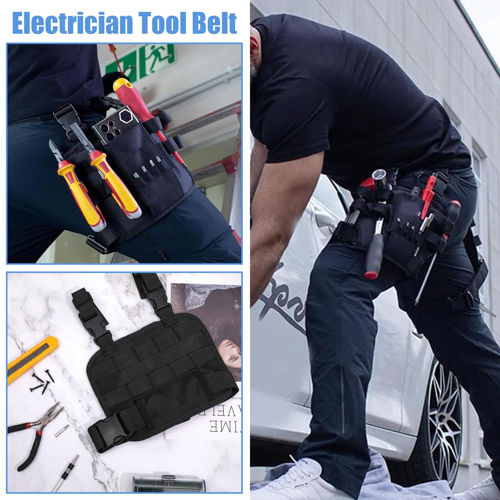 Cintura Porta Attrezzi, Borsa Porta Attrezzi Uomini, Marsupio Elettricista Portatile, Marsupio Porta Attrezzi Versatile, Porta Attrezzi da Cintura Contenitore per Cacciaviti e Chiavi Inglesi