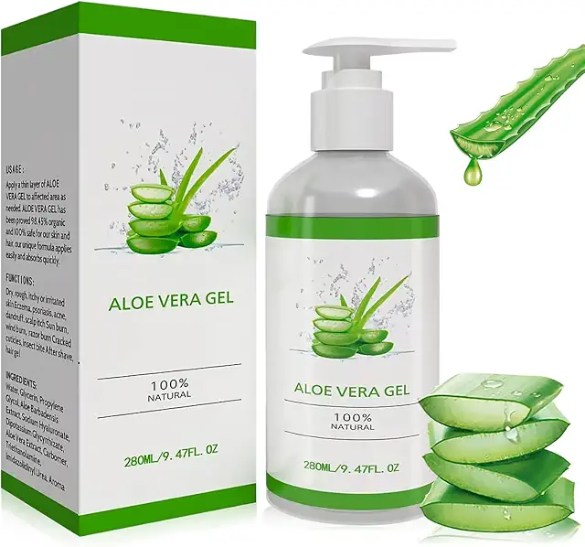 Gel d'Aloe Vera Bio 100% Pur - 280ml pour Cheveux, Visage et Corps