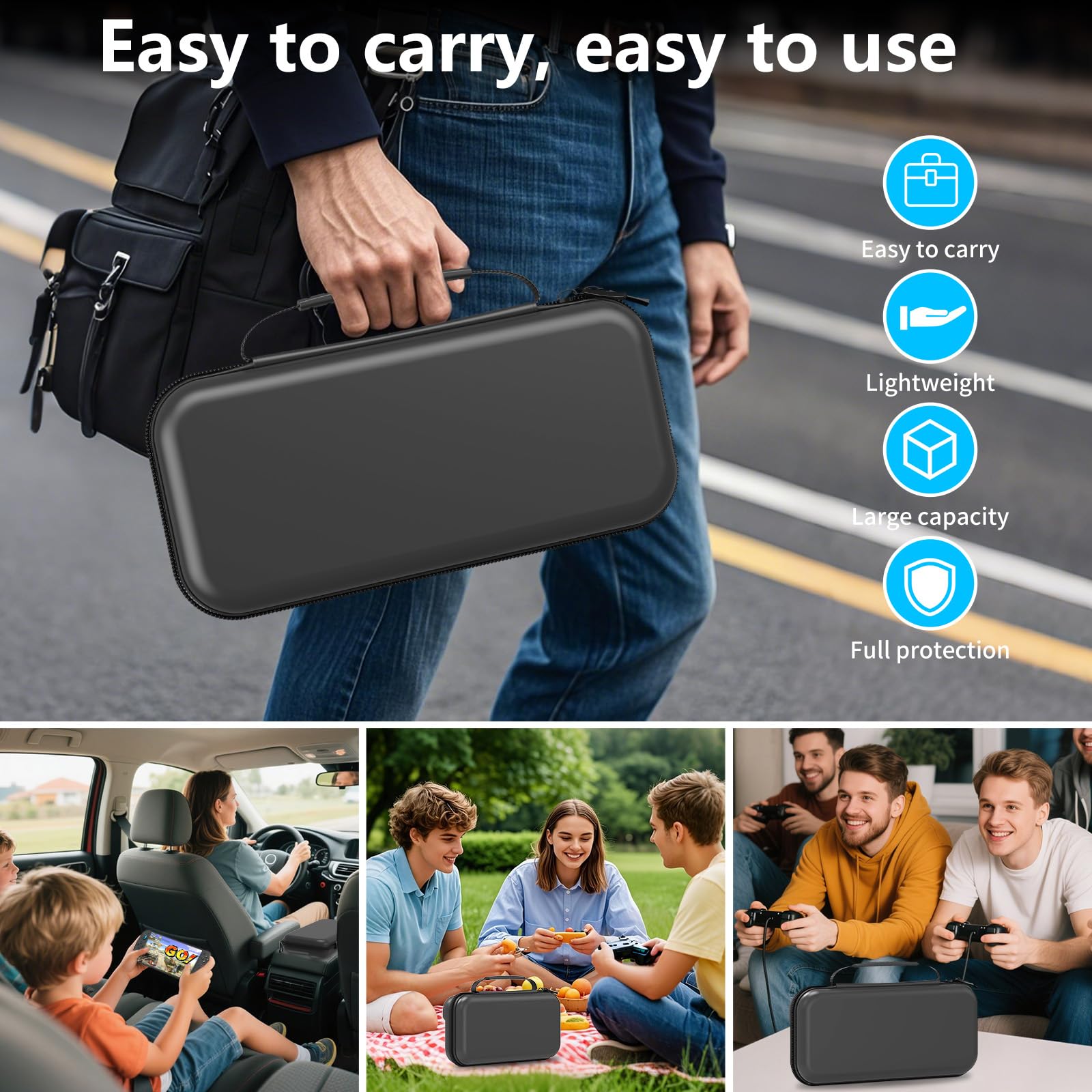 HEYSTOP [48 pezzi] Custodia per Nintendo Switch 2 Accessori 2025 Ultimo Modello Custodia Protettiva Rigida Custodia da Viaggio Portatile Custodia per Switch 2 con Interno Morbido e Tasca a Rete