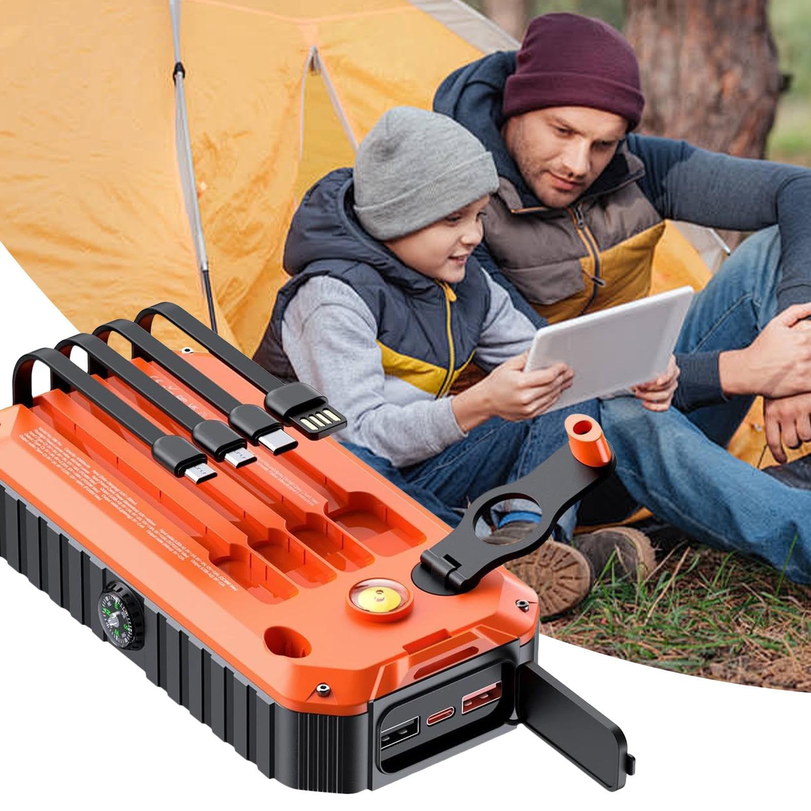 Station de Charge Solaire avec Panneau - Lampe Torche, Batterie Externe à
