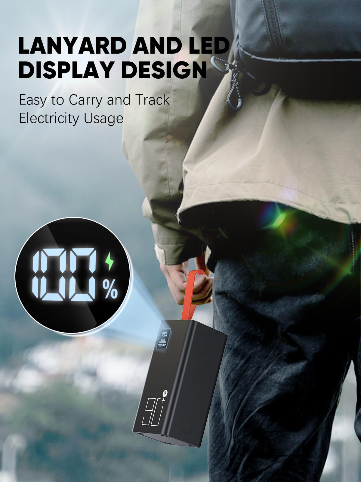2026 große Powerbank 90000mAh, Power Bank 30W PD USB-C Schnellladefunktion, Externer Akku mit LED-Anzeige, 5 Ausgängen und 2 Eingängen, Externer Handyakku kompatibel mit iPhone,Samsung Tablets Outdoor