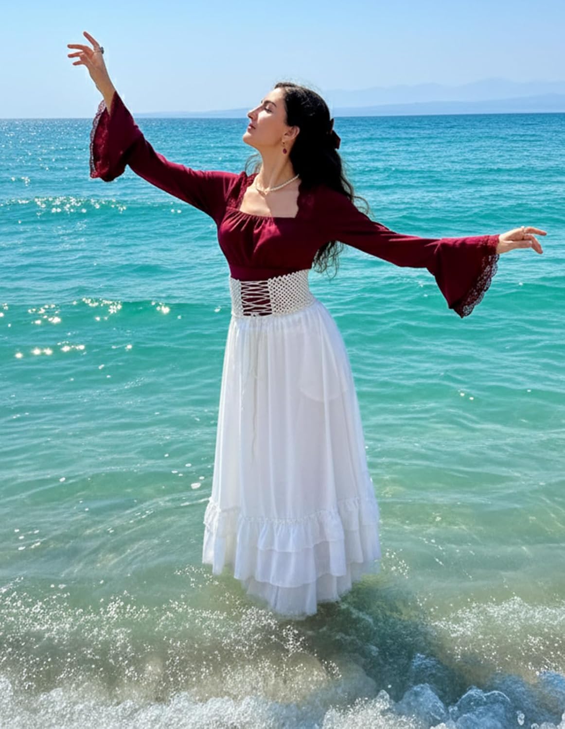 Scarlet Darkness Maxi Skirts for Women Long Renaissance Skirt Flowy Ruffle Tiered Skirt - Image 3