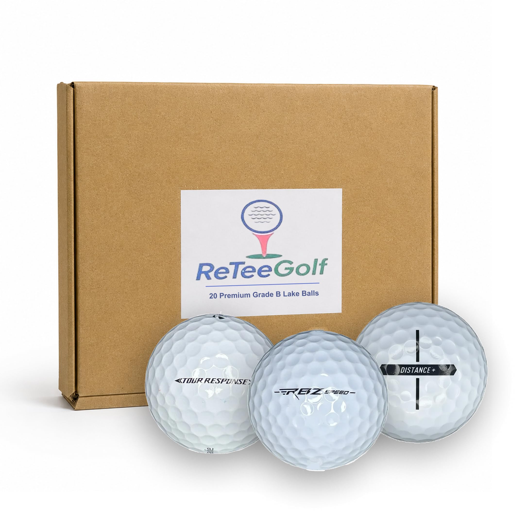 ReTee Golf 20 Used for Taylormade | Grade B | Recycled Lake Golf Balls | Used Golf Balls | Premium Golf Ball Set for Practice, Range, Play | Premium Second Hand Golf Balls Golfballs