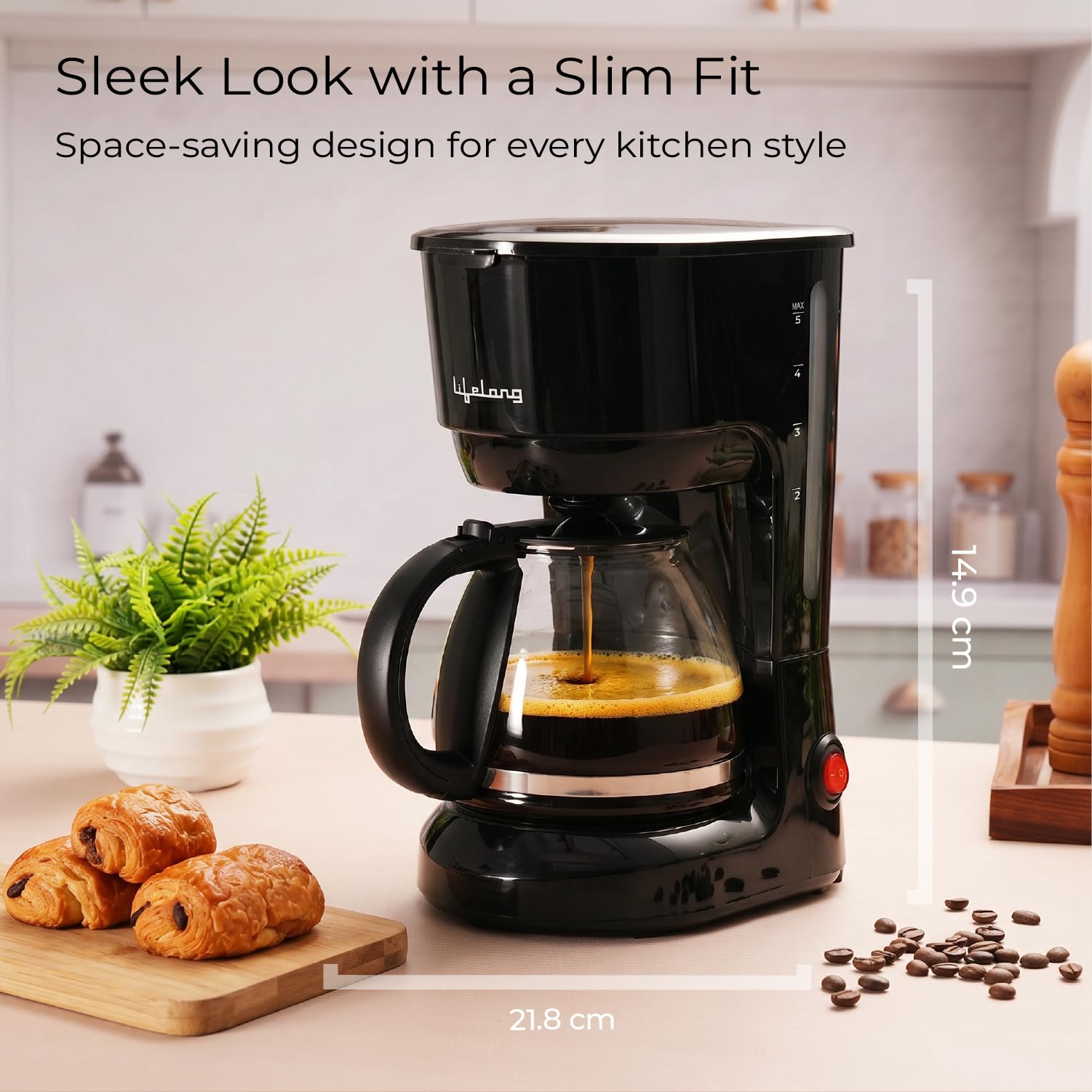 Lifelong Drip Coffee Maker - 5 Cup Coffee Machine -8 Lifelong Drip Coffee Maker - 5 Cup Coffee Machine -8