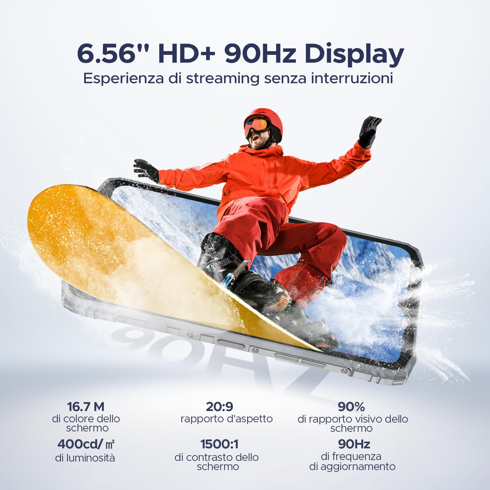 DOOGEE Blade10 ULTRA Energy Rugged Smartphone, 36GB +256GB Android 15, 6150mAh 6.56" HD+ 90Hz, 64MP + 8MP, 10.7mm Telefono Indistruttibile, 3 Schede Slot/IP68/IP69K/NFC/GPS/Face ID- Naturale