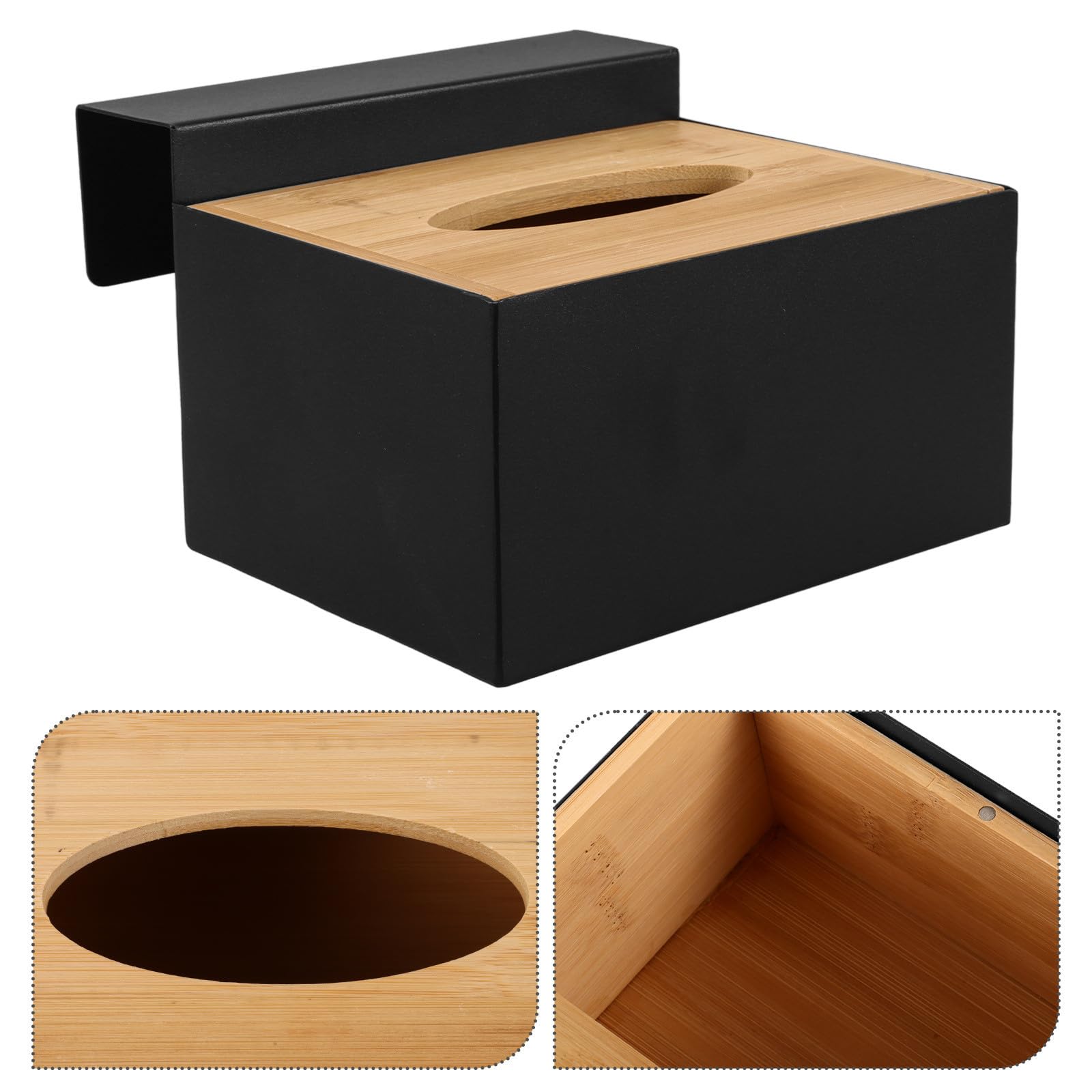 SHINEOFI Aufbewahrungsbox aus Edelstahl und Holz Einfache Elegante Aufbewahrung mit Großer Kapazität Praktische Wandhalterung für Einweghandschuhe für Familien und Badezimmer