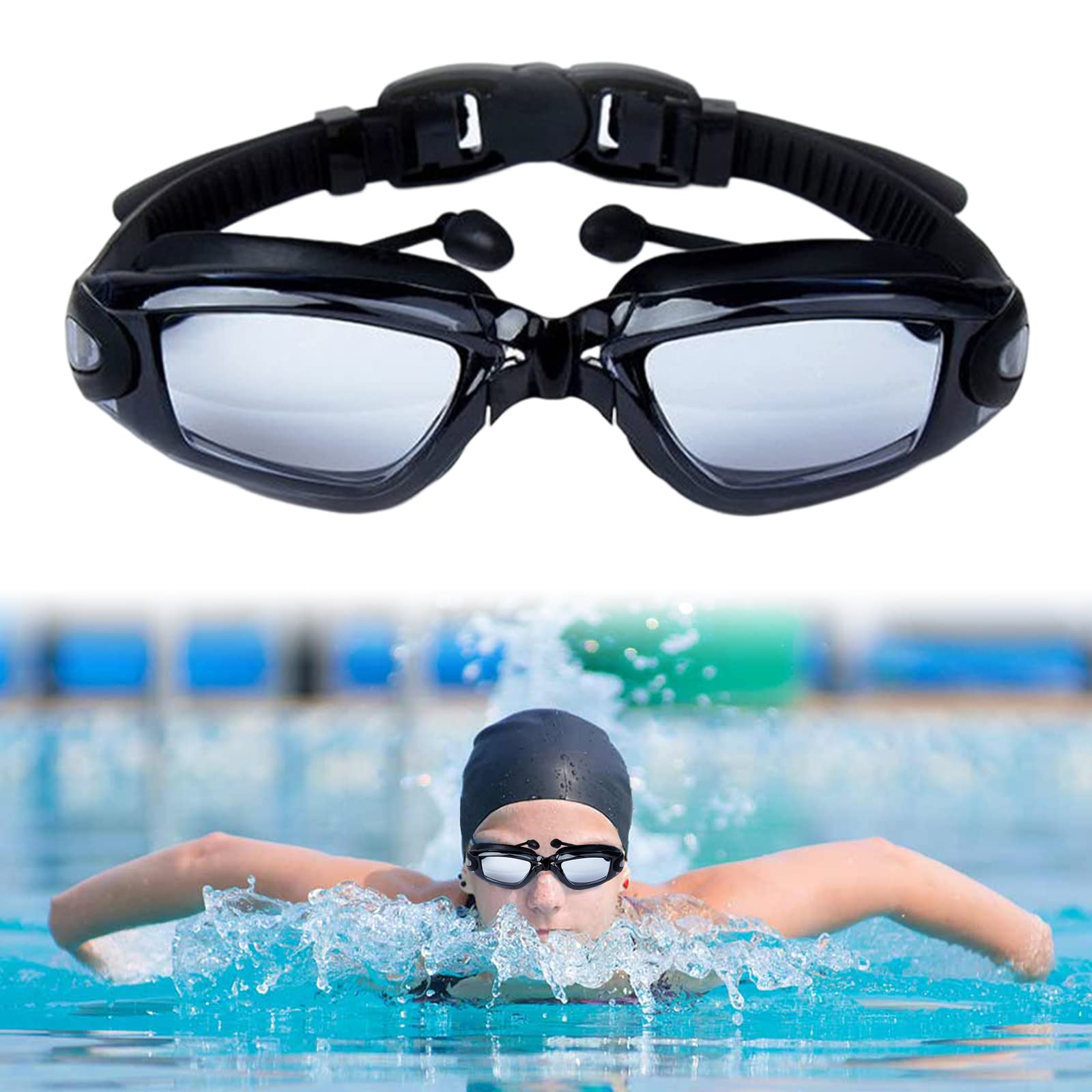 Occhialini Da Nuoto VegoVia 2 Pezzi Per Adulti - Anti-appannamento, Protezione UV, Visione Panoramica 180°