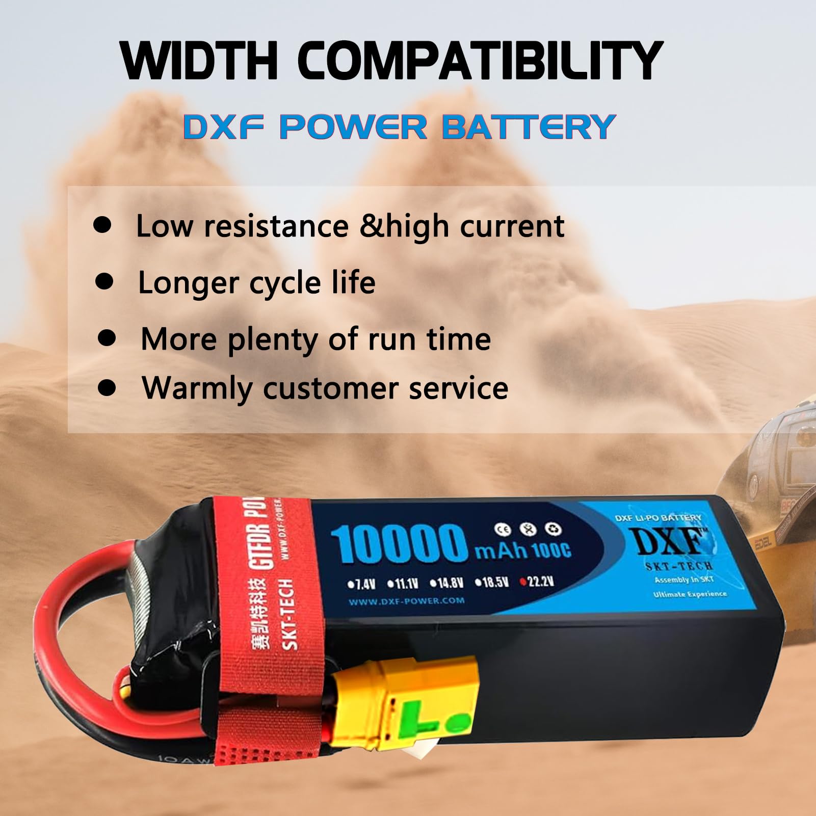 DXF 2 confezioni di batterie LIPO, 6S LIPO da 22,2 V, 10000 mAh, 100 C, spina XT90S, per drone, aerei RC, camion, elicotteri e altro, LIPO 6S, batteria in formato 6S1P
