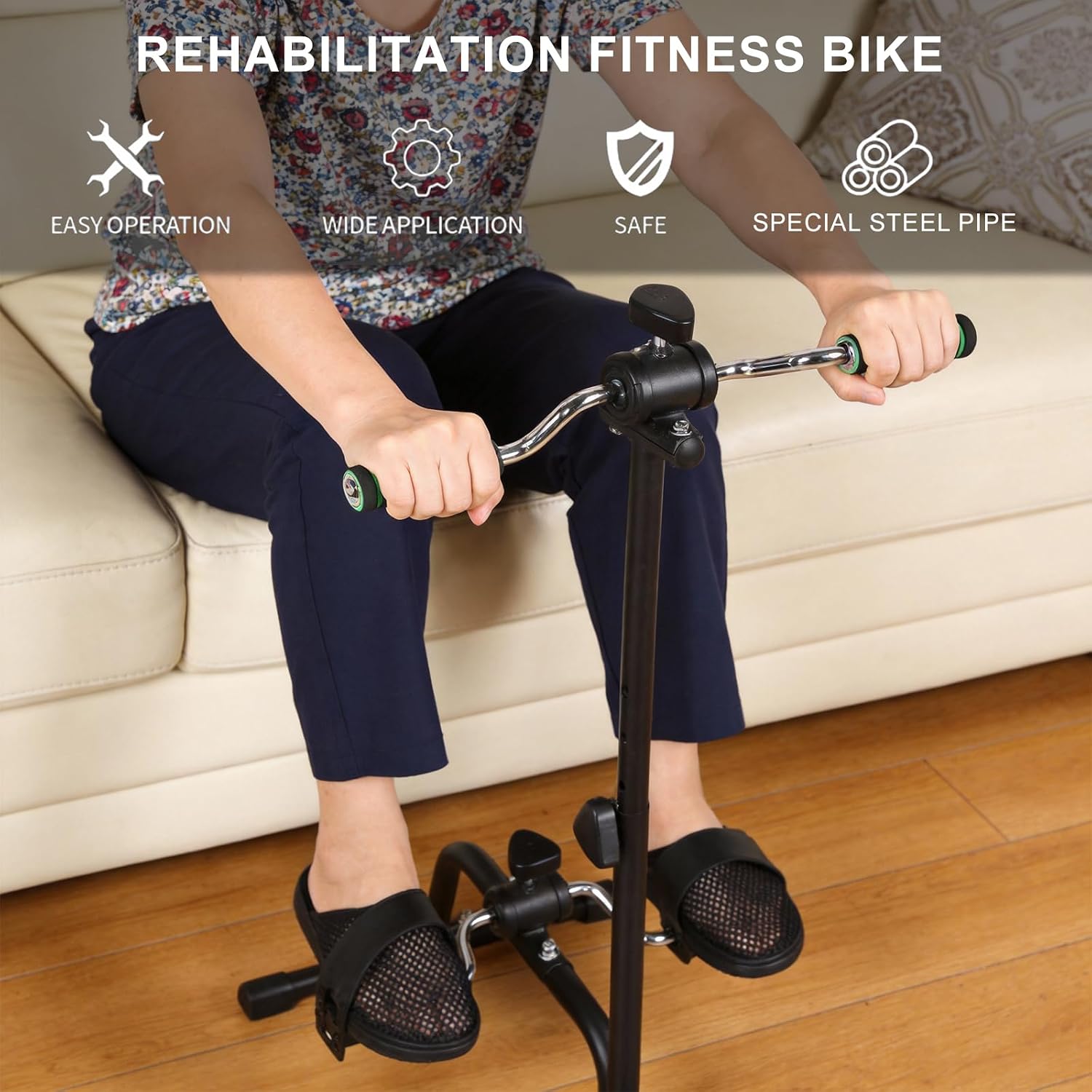 Pedal Exerciser Bike for Seniors, 220 Lbs Weight Capacity Classic Pedal Exerciser Bike, Hand Arm Leg and Knee Peddler, Adjustable Fitness Equipment