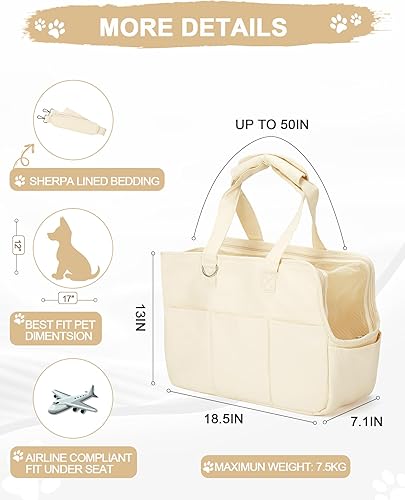 Miniatura 2 de Bolsa transportadora para perros con capacidad para hasta 20 libras, bolsa de algodón con lados suaves, transportadores de perros y gatos para gatos