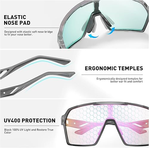 Miniatura 4 de SCVCN Photochromic Cycling Glasses Men Women Clear Mountain Bike Sunglasses Sports Baseball Riding MTB S327