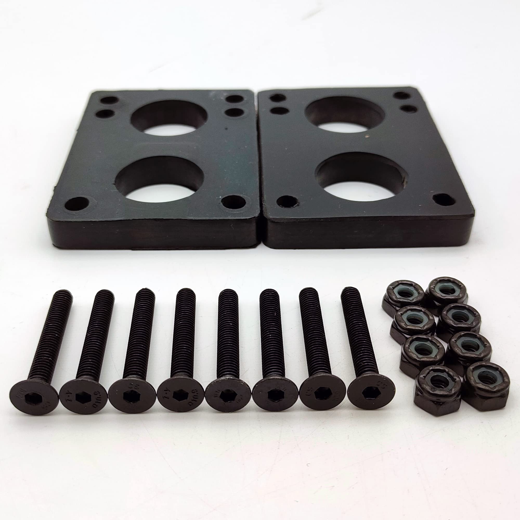 PUAIDA Longboard Riser Pads and Hardware for Electric Skateboard 0.12" (3mm) 0.3" (8mm) Black Risers and 1.4" (35mm) Bolts