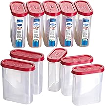Primeway® Polypropylene Sleek Modular Food Savers Kitchen Spices Masala Containers Boxes Perfect for Fridge Door | BPA Free | 275ml | Pack of 10 Pcs | Red