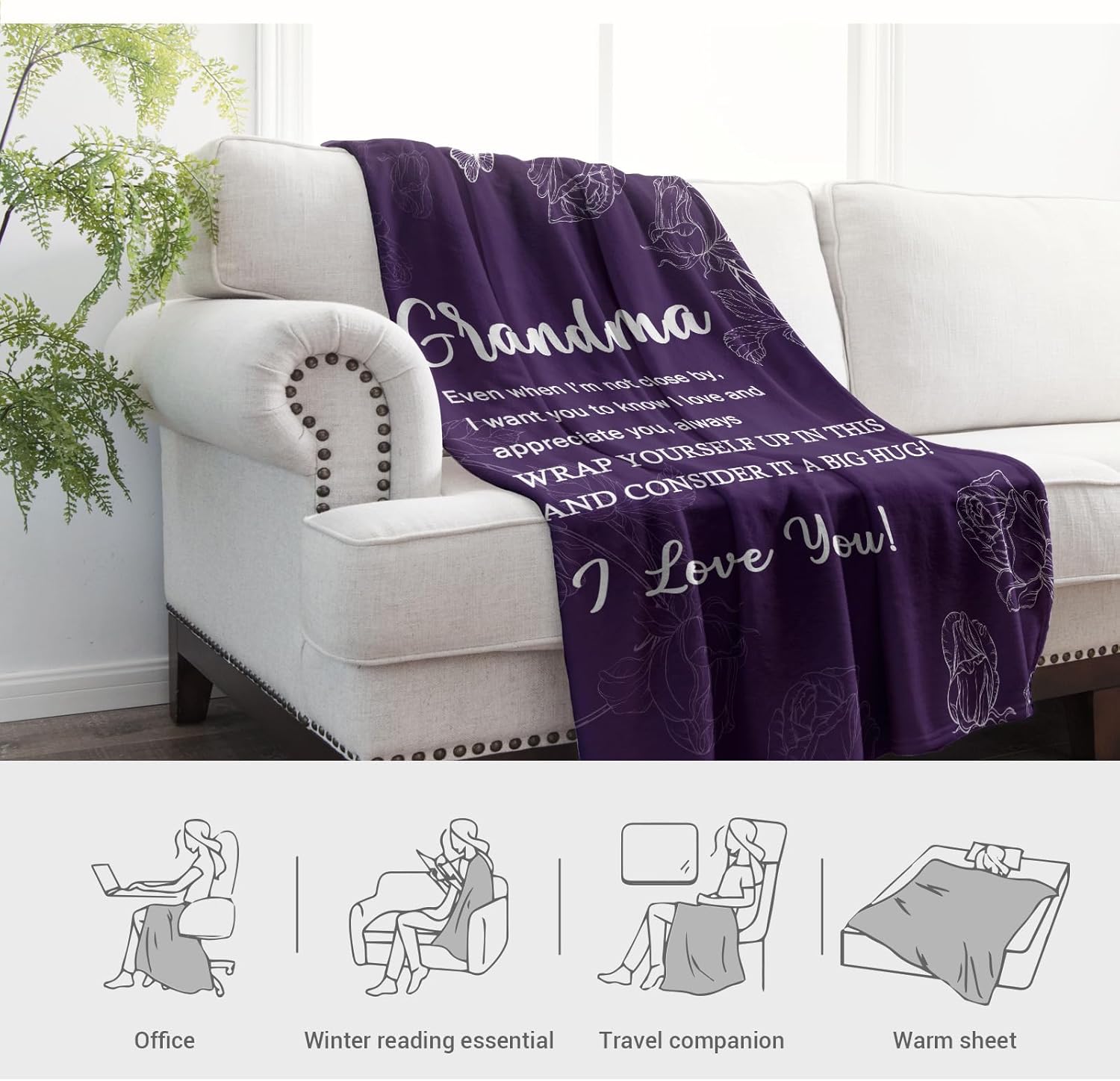 Grandma Blanket Gifts 60"x50" Birthday Gifts for Grandma from Grandkids, Christmas Birthday Gifts for Grandmas, Best Grandmother Gifts Grandmother Present for Nana Blankets for Christmas Mothers Day