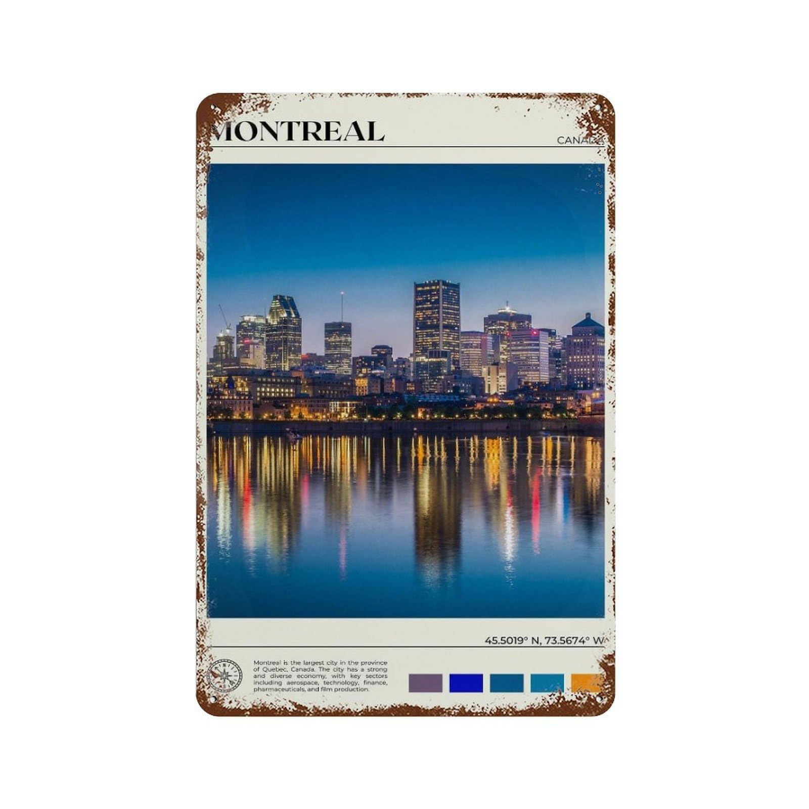 xiaoxiaoshen Real Photo Montreal Decor Canada Wall Decor Art Metal Tin Poster Modern Home Decor Art Home Bar Shop Decorations Vintage Sign 30x20cm