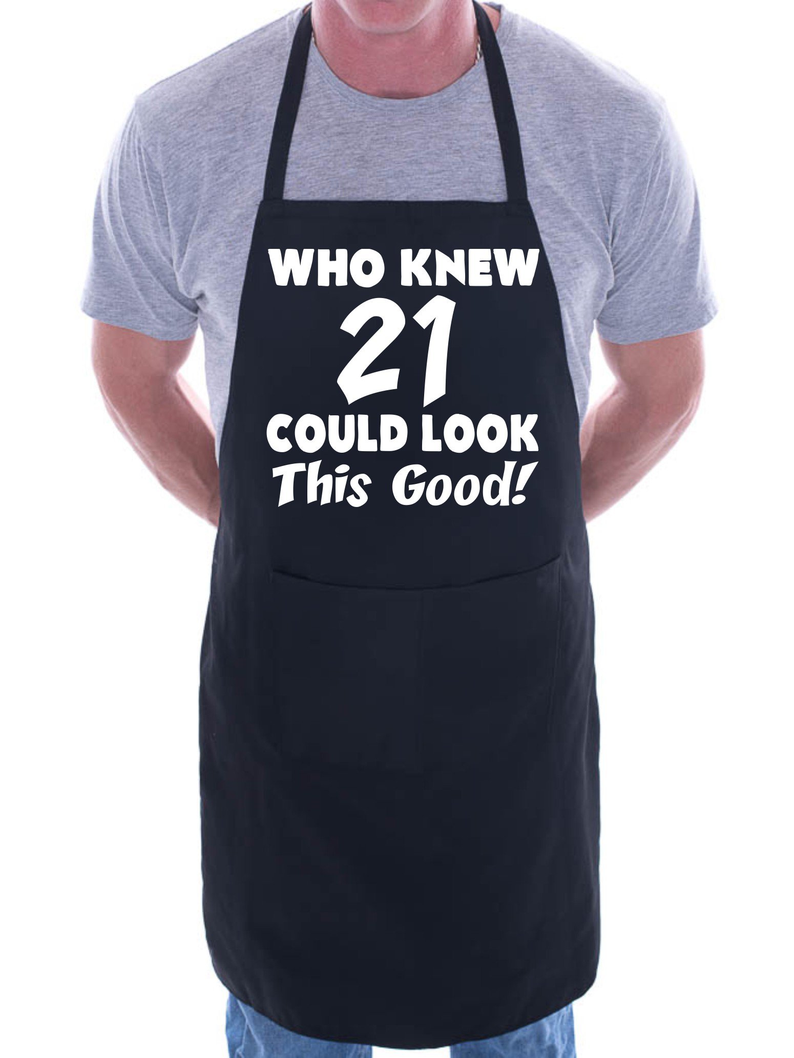 Print4U 21st Birthday Who Knew 21 BBQ Cooking Funny Novelty Apron Black