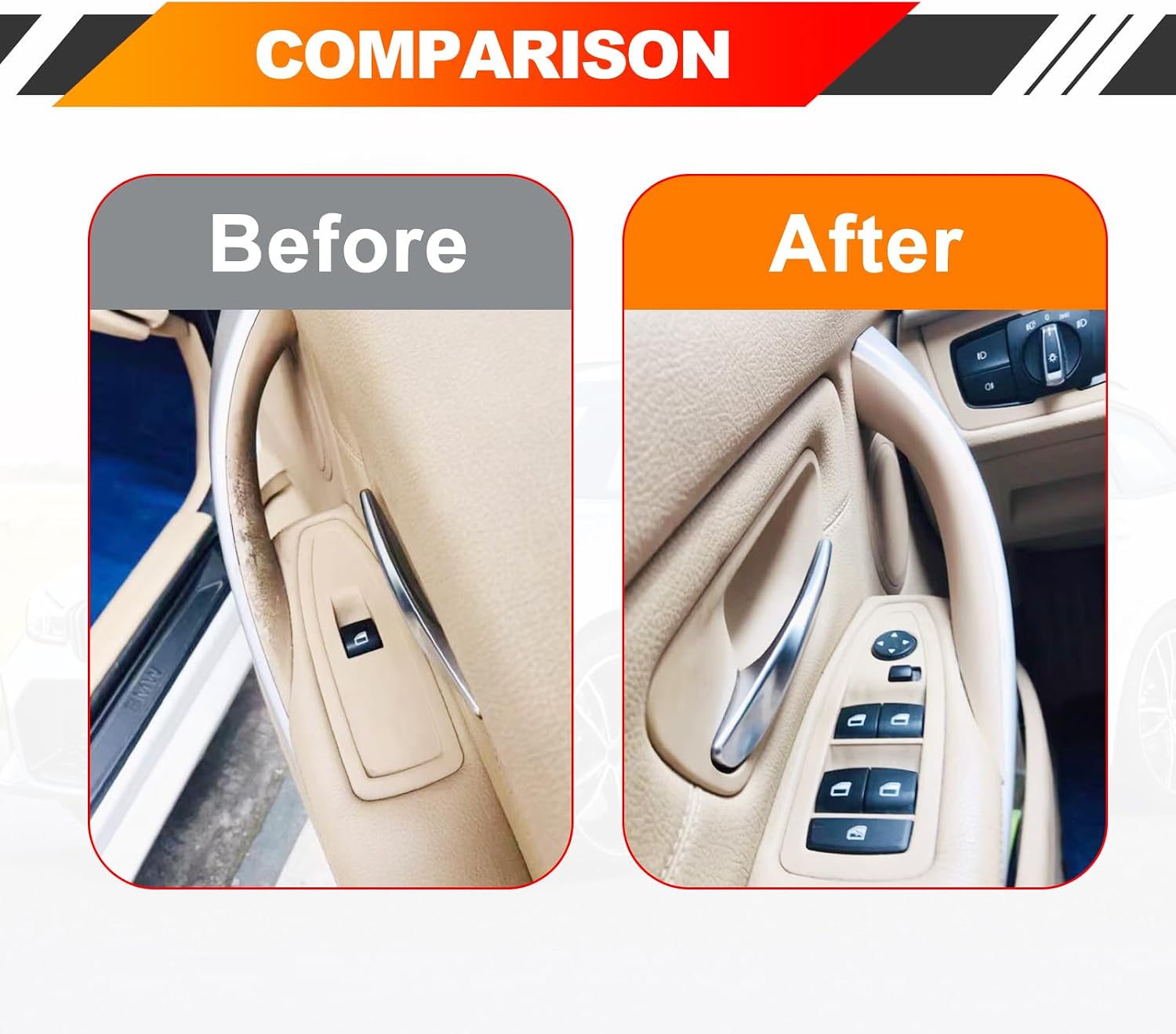 KEVWR 2PCS Door Handle Covers Left Front and Right Front Compatible with BMW 320, 328, 330, 335, M3 2012-2018 & BMW 428, 435, M4 2014-2017(Beige)