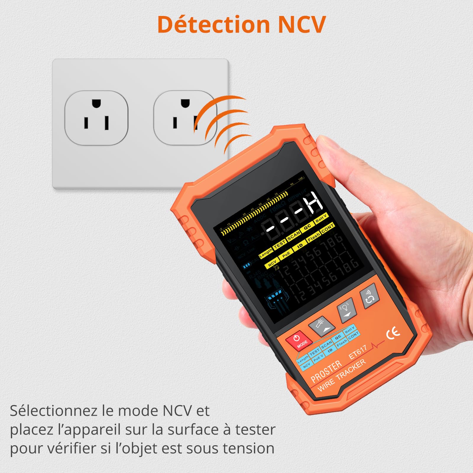 Proster Testeur de Câble Réseau PoE Testeur Numérique et Analogique avec Écran VA Couleur, Mesure de Longueur de Câble et de Tension, Câble RJ45 RJ11, Outil Multifonction pour Installation Réseau