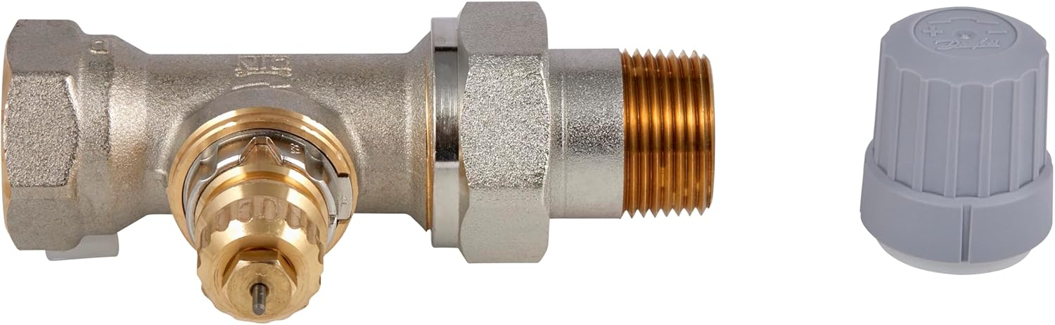 Danfoss RA2000 Fixed Capacity NPT Radiator Valves for Thermostats | Works with RA 2000 Radiator Operators 015G4290, 013G8562, 013G8565, 013G8564 | FPT x MPT Union Tailpiece (3/4" Straight)