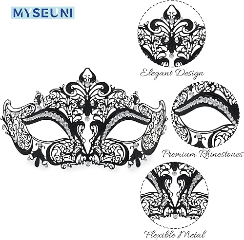 Miniatura 3 de Máscara de baile de máscaras para parejas, máscara de hombre griego romano y metal veneciano para mujer, máscara para baile de máscaras, Mardi Gras